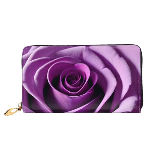 Portefeuille long femme cuir violet rose imprimé mode chic avec porte-carte de luxe