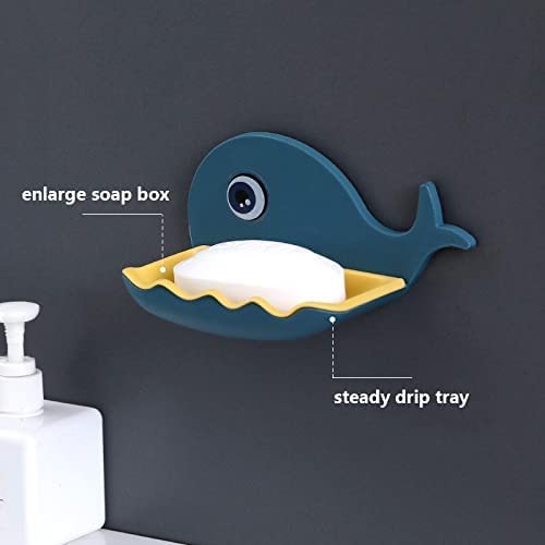 Image of Vrajart's Double Layers Fish Shape Plastic Adhesive Waterproof Wall Mounted Bar Soap Dish Holder Organizer Rack for Bathroom Accessory || Random Color [ Pack of 1 ]