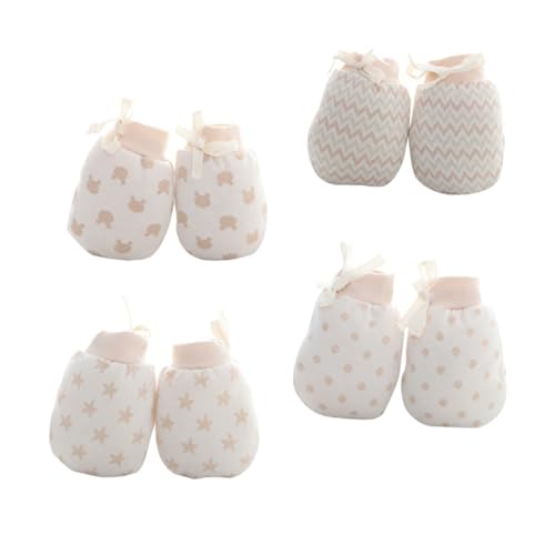 BESPORTBLE Adjustable Non-scratch Winter Mittens for Infants 4 Pairs of Baby Gloves