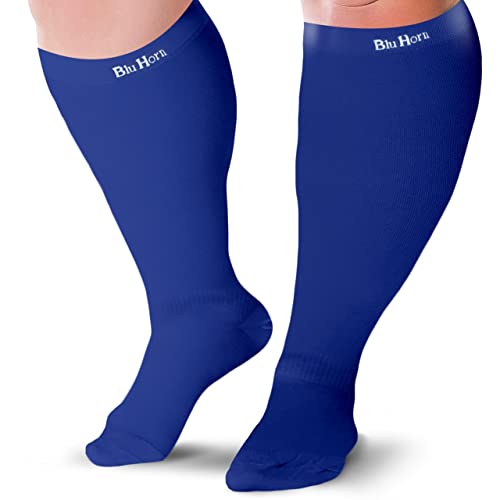 Image of Compression Socks 20-30 mmHg for Women & Men - Knee High Stockings (XX-Large, Blue)