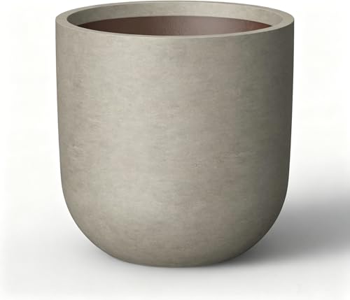 Kante 11' Round Concrete Planter, Medium Plant Pot with Drainage Hole & Rubber Plug &ndash; Lightweight...