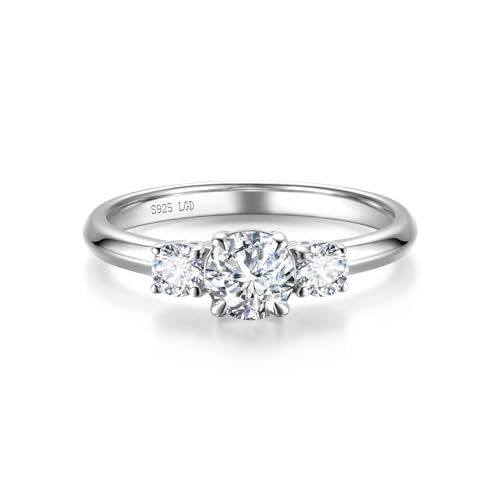 FANCIME 0 5ct Solitär Lab-Grown Diamant Ringe Damen 3-Stein 0 73ctw Diamant Ringe aus 925 Sterling Silber Verlobungsring Hochzeit Valentinstag Schmuck für Damen Frauen Sie (D-E Farbe VS Clarity)