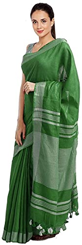 INDIA SILK PWCS LTDINDIA SILK P.W.C.S LTD Handloom Women's Cotton Linen Simple And Sober Very Nice Saree With Running Blouse