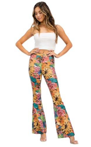 High Waist Foral Flared Bottom Jeans3