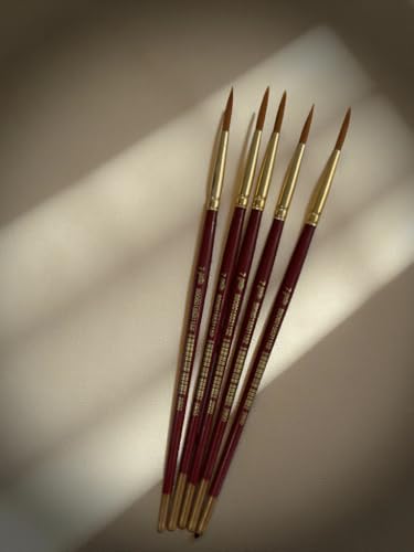 Image of polo Synthetic Hair Round Brushes 7 | Pack of 5 | Premium Fine Detail Paintbrush Set for Artists, Miniature, Watercolor & Acrylic Painting | Soft Bristles for Smooth & Precise Strokes