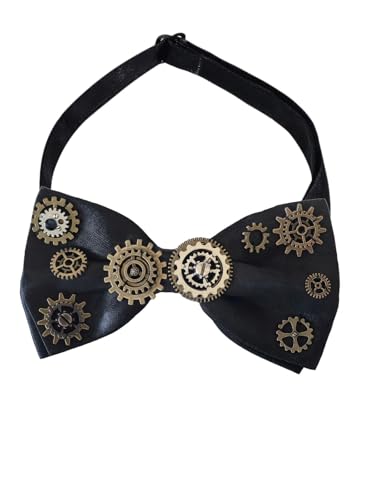 Auroeyfairy Steampunk Bowtie Gears Retro Cosplay Halloween Accessories, One Size, Black