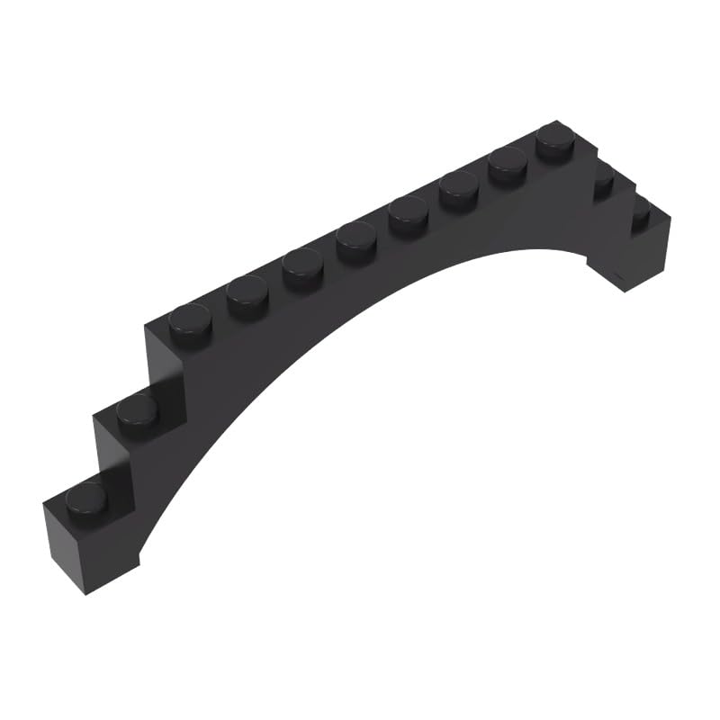 18838 Brick Arch 1x12x3 Raised Arch with 5 Cross Supports, Black, 10 PCS — image 1