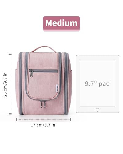 Image of Hanging Travel Toiletry Bag Cosmetic Make up Organizer for Women and Men (Medium, Pink)