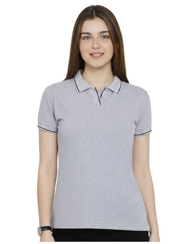 Image of Scott International Women's Cotton Polo T-Shirt | Half Sleeve Plain Collar Tee | Stylish Casual Top | Plain T-Shirt for Girls | Workwear for Office & Casual Wear