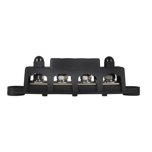 Black 4 Post Busbar Bus Bar Power Distribution Block 5/16" 12V 250A With Cover Genuine For OEM Replacement