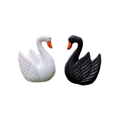 Mxue 10PCS Miniature Swan Animal Figurines Swan Black White Cygnus Figurine Lover Birds Ornaments DIY Fairy Garden Decor,1.1x0.9''(5pcs White & 5pcs Black)