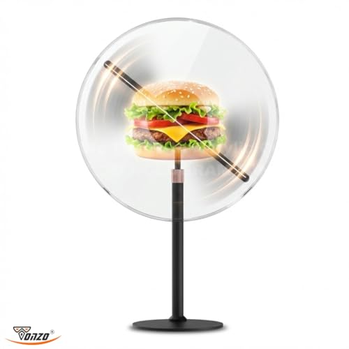 Image of TONZO 3D Hologram Fan 32cm Table Top & Wall Mount Advertising Display with Acrylic Cover, 234 LED for Shop, Home decor, Party, Event, Festival & Gifting Purpose|1 Year Warranty