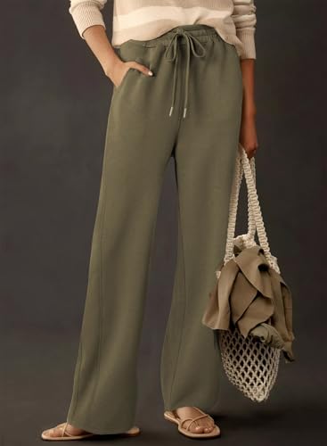 Dokotoo Women's Wide Leg Pants 2025 Flowy Casual Pants Straight Leg Elastic Waisted Stretch Palazzo Pants2