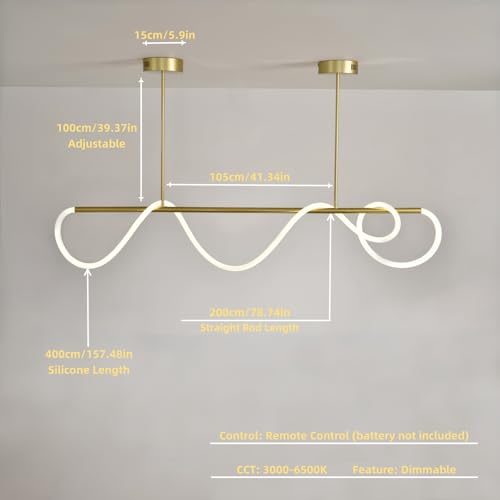 Lustre LED dimmable avec télécommande Jsz suspension linéaire 41W - 3