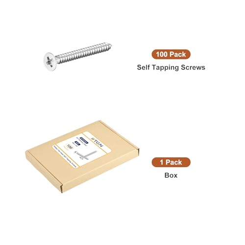 Image of DTGN 100Pcs #6x1-3 /8 inch Flat Head Wood Screws, 304 Stainless Steel Phillips Self Tapping Screws - Good for Woodworking, Furniture - Silver