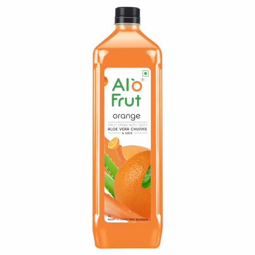 Image of Alo frut Orange Fruit Drink with Tasty Aloevera Chunks & Juice|Goodness of Fruit with Aloevera Chunks|Ready-to-Serve Fruit Juice |Orange Juice -1Ltr. (Pack of 12)