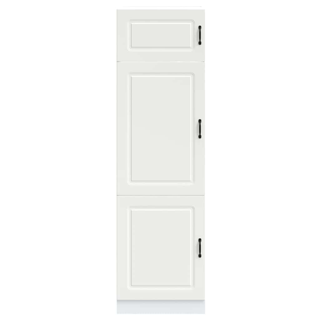 Kalmar - Armario de cocina (60 x 57 x 207 cm), color blanco | Armario alto para la cocina y el comedor con patas ajustables y mucho espacio de almacenamiento detrás de las puertas.