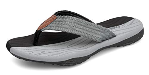 ChayChax Infradito Uomo Scarpe da Spiaggia e Piscina Sportive Beach Sandali Morbide Ciabatte Antiscivolo Pantofole con Gomma Suola,Nero Grigio,42 EU