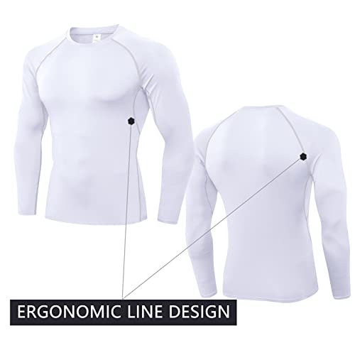 1/3 Pack Mens Compression Shirts Athletic Long Sleeve Sports Running Tops Workout Baselayer Undershirts4