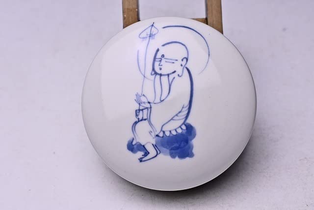 陶芸作品　関頑亭　絵付染付延命地蔵菩薩図　２点セット Amazon.co.jp: 陶芸作品 関頑亭（ 關頑亭 ）絵付 染付 延命地蔵菩薩図