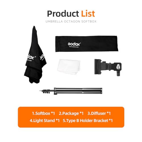 Godox Photo Studio 80Cm 31.5In Portable Octagon Umbrella Softbox,190Cm Light Stand thumb #2