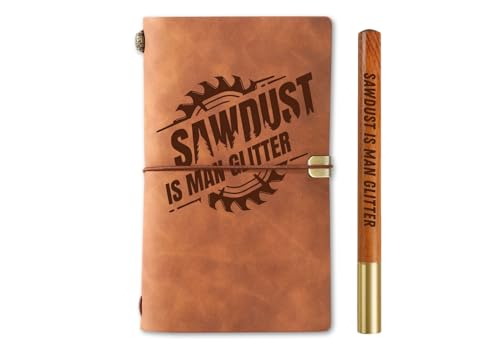 InnoBeta Woodworking Gifts for Men, Carpenter Gift for Men on Birthday and Christmas, Perfect as a Sketchbook, Lined Planner, Faux Leather, 7.8 * 5 Inches