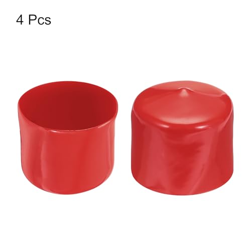 Image of uxcell 4pcs Rubber End Caps 47mm ID Vinyl Round End Cap Cover Screw Thread Protectors Red, 40mm Height