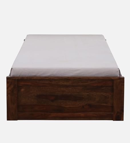 Image of Solid Wood Single Diwan Bed Cot for Bedroom | Guest Room | Living Room | Hall with Storage Box (Single Size, Teak Finish, 1 Piece)