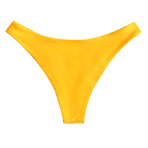 ZAFUL Women's High Cut Plain Bikini Bottom Mid Waist Solid Swimsuit Briefs Cheeky Bathing Suit High Leg Swim Bottoms3