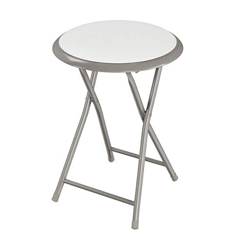 Image of Folding Stool - Backless 18-Inch Stool with 225lb Capacity for Kitchen or Rec Room - Portable Indoor Counter Bar Stools by Lavish Home (White)