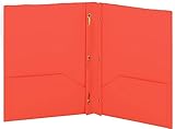 Plastic Folders with Pockets and Prongs Red - Two Pocket Folder with Brads - 3 Prong Folders with Pockets for Letter Size Sheets, Also Available in Blue, Green, Purple, Pink, and Grey, 1 Pc –by Enday