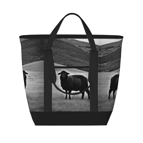 Cute Sheep Lamb Print Tote Bag Adult Heavy Duty For Picnic Beach Camping Large Capacity Insulated Tote Bag