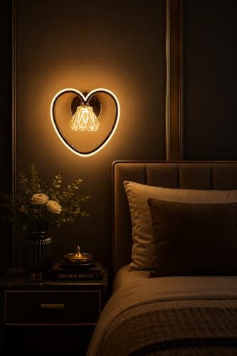 Image of FILLISKA Luxurious Acrylic Crystal Wall Lamp with Adjustable Colour Changing Function, Elegant Finish (FrenchGold-8007)(1 Year Warranty)