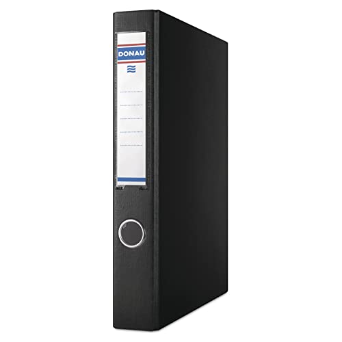 DONAU 3932001PL-01 Ringbuch/Schwarz | 2-D-Ring-Mechanik 30mm DIN A4 Ringordner Pappe/Kunststoff | Aus 1,9 mm dickem Karton mit öko PP 100µ | 10er Packung