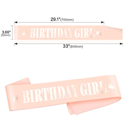 Konsait Rose Gold Geburtstag Schärpe, Birthday Girl Schärpe Geburtstag Party Dekoration für Frau Mädchen Geburtstag Accessoires Geschenk