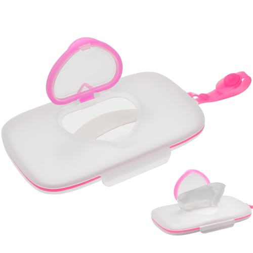 Image of Baby Wipes Dispenser for Travel Diaper Wipe Case for Cars Outdoor Portable Refillable Pouch Diaper Holders Baby Travel Essential Container (Pink)