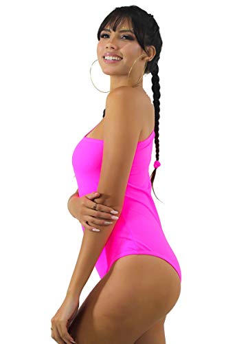 Maiô Body Neon Um Ombro Só Rosa