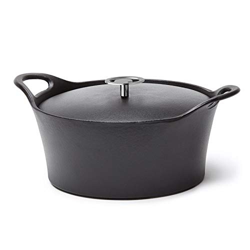 Cuisinox C61179Wx29857 Volcan - Olla Redonda (24 Cm, Hierro Esmaltado, Con Tapa), Color Negro