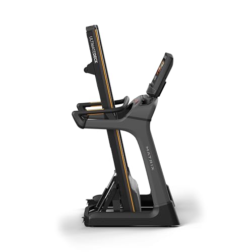 Image of Matrix Fitness TF50 Treadmill with XUR | 22 inch Touchscreen (WiFi+BT+HDMI) | Club-Quality Folding Treadmill for Running, 5K & Marathon | Heavy-Duty Frame, Extra-Thick 20 inchx60 inch Deck, Industrial Cushioning
