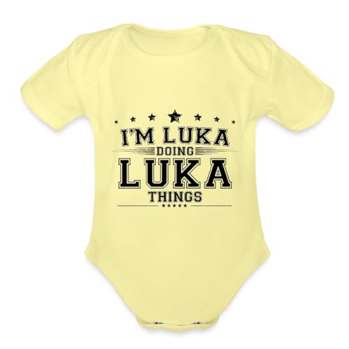 Image of Spreadshirt I'm Luka Doing Luka Things | Funny Basketball Organic Short Sleeve Baby Bodysuit