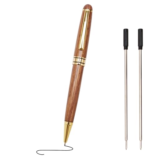 Luxury Walnut Wood Fancy Ballpoint Pen for Men Writing Journaling Pen Set with 2 Black Ink Refills and Gift Box Cool Journal Business Pens Elegant Vintage Wooden Professional Executive Twist Pen