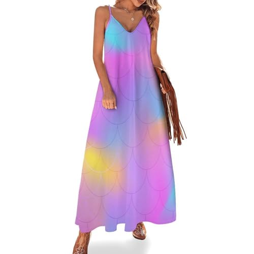 Robe Longue pour Femme Ete Premium en Motif Écailles Multicolores