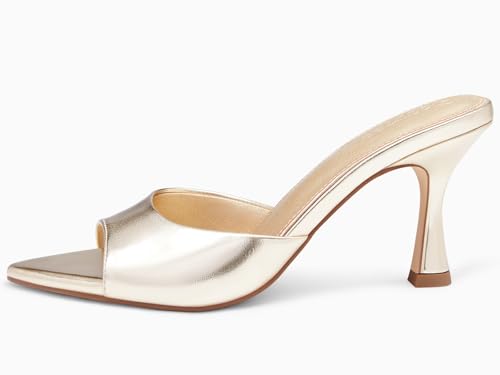 Image of Coutgo Womens Heeled Mules Pointed Peep Toe High Heels Slip On Backless Mule Sandals Dress Shoes