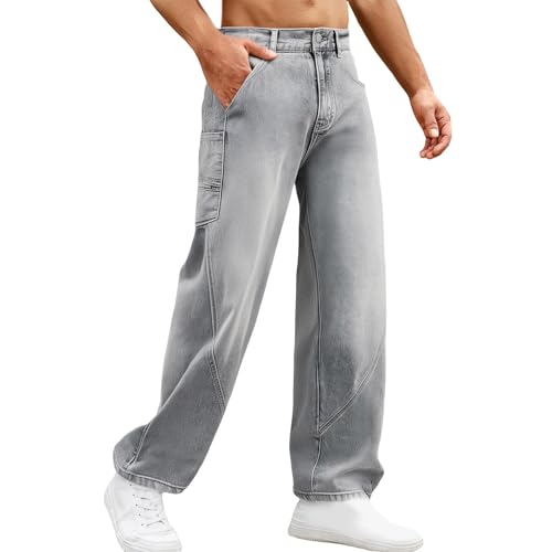 Jean cargo homme coupe droite délavé : la solution confort style vintage