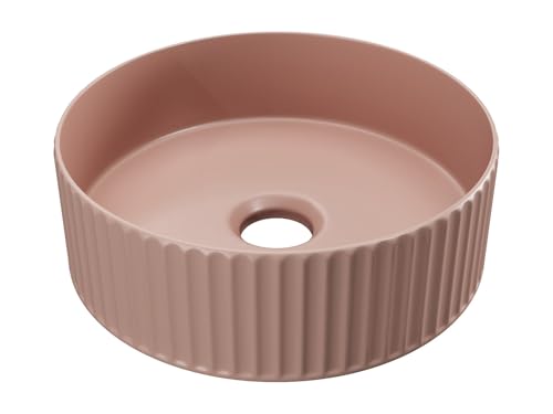 Vente unique   Lavabo de cer·mica redondo   Rosa mate   36 cm   PEDARA