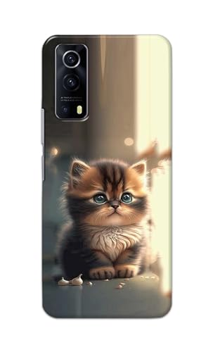 Image of PRINTFIDAA Printed Hard Back Cover Case for Vivo Y53S | Vivo IQOO Z3 Back Cover (Cute Cat) -112