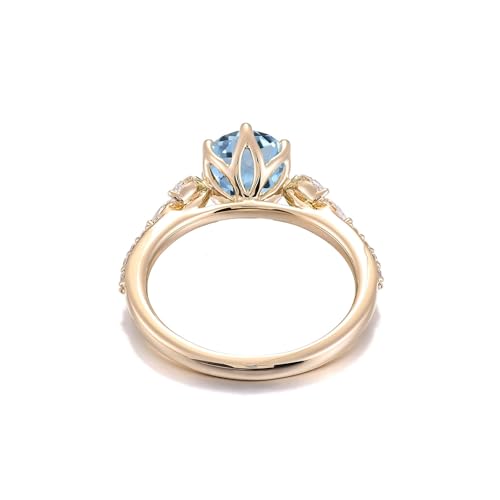 10K 14K 18K Gold 2 Carat Leaf Design Gemstone Engagement Rings for Women Art Deco Birthstone Promise Anniversary Ring Size 3-152