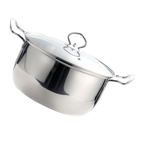 DIYEAH Olla de Sopa Antiadherente de Acero Inoxidable Cacerola con Doble Mango para Cocina de Inducción y Gas Resistente y Fácil de Limpiar para Leche Ramen y Uso Doméstico o Profesional
