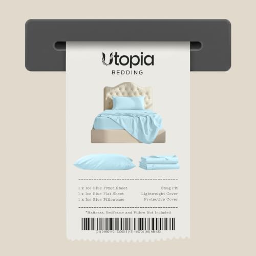 Image of Utopia Bedding Twin Sheet Set - 3 Piece Bed Sheets for Twin Size Bed, Soft and Breathable Microfiber, Includes 1 Fitted Sheet, 1 Flat Sheet and 1 Pillowcase - Oeko Tex (Ice Blue)