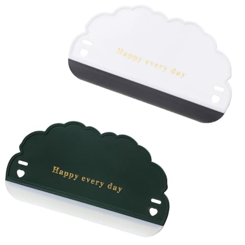 Roczential 2個セット キッチン&バスルーム用 雲形スクイジー 柔らかい素材でガラス・鏡・洗面台を傷つけず コンパクト多機能水切りワイパー 掃除簡単 収納便利 (ホワイト+グリーン)